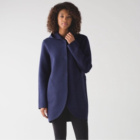 Lululemon Women's City Bound Reversible Wrap Jacket Heathered Dark Blue Medium - Picture 1 of 10
